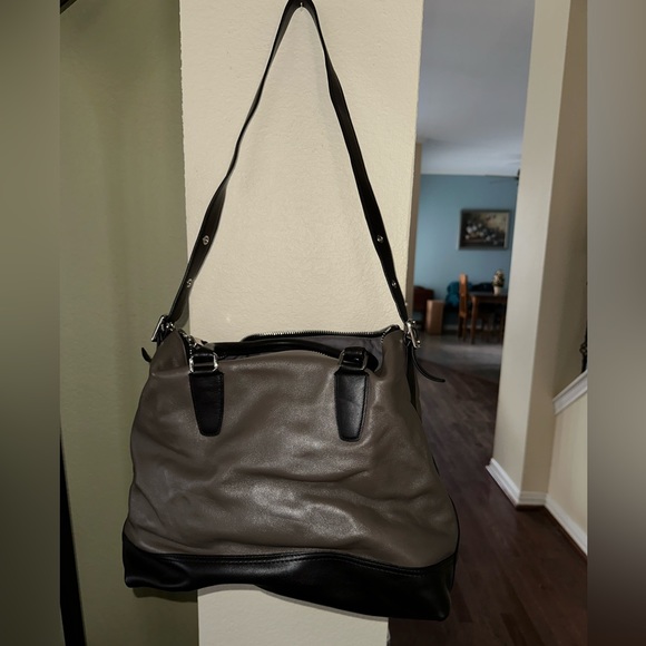 Coach Colorblock Legacy Leather Satchel Grey Khaki Black - Picture 3 of 9